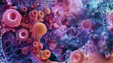 Microscopic Journey Exploring the Wonders of Microbiology and Cellular Structures, Abstract Scientific Illustration