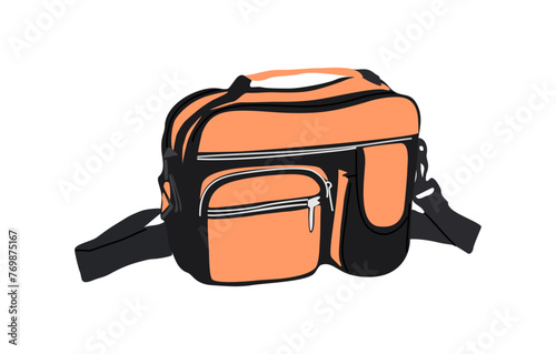 Travel or Sport bag. Travel baggage, soft luggage. Athletic, fitness, gym duffle for carrying workout, training accessories. Flat vector illustration isolated on transparent background.