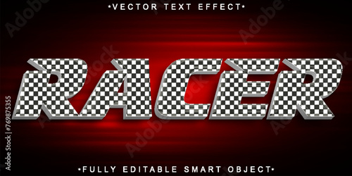 Black And White Flag Faster Racer Vector Fully Editable Smart Object Text Effect © HUMA
