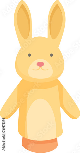 Rabbit puppet doll icon cartoon vector. Cute actor handmade. Tale curtain
