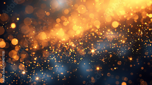 Abstract background with gold particle Christmas Golden light shiny particles Bokeh Effect Holiday Glitter