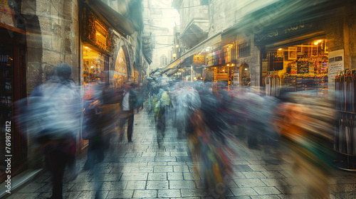 People in Jerusalem old city streets.