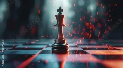 powerful AI chess piece defeating king, concept of artificial intelligence winning, 3D render photo