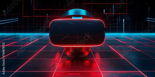 Cut down A futuristic VR headset with augmented reality features showcasing advanced technology in a cyberthemed setting. Concept Futuristic Technology, VR Headset, Augmented Reality photo