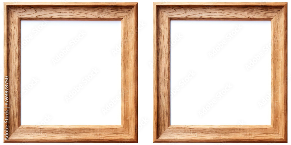 Fototapeta premium Wooden picture frame isolated on transparent a white background