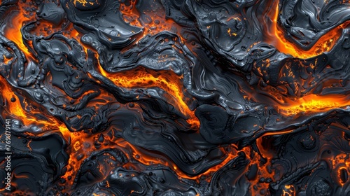 Seamless pattern of molten lava texture, volcanic rock background