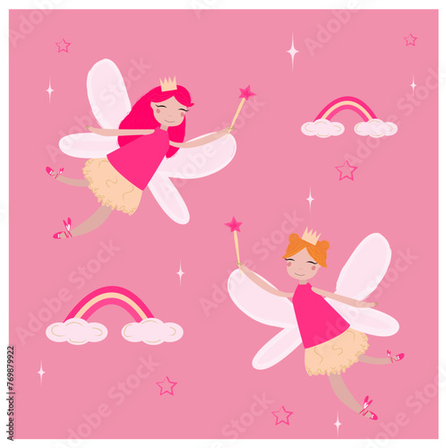 Two little fairies fly and make magic © Anastacia