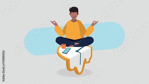 Adobe Illustrator ArtworkVektor-Illustration eines Mannes, dessen Work-Life-Balance entspannt und ausgeglichen ist - Business-Konzept