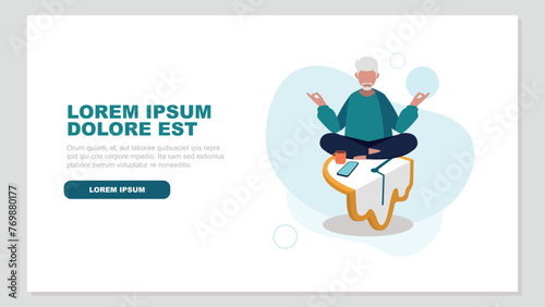 Adobe Illustrator ArtworkVektor-Illustration eines Mannes, dessen Work-Life-Balance entspannt und ausgeglichen ist - Business-Konzept