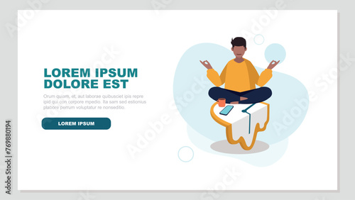 Adobe Illustrator ArtworkVektor-Illustration eines Mannes, dessen Work-Life-Balance entspannt und ausgeglichen ist - Business-Konzept