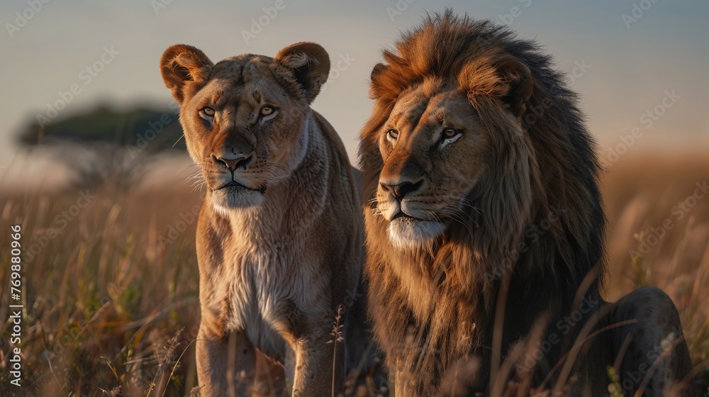 Obraz premium lion and lioness