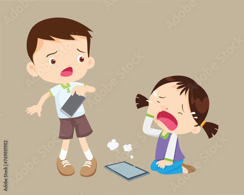 angry kid addicted mobile phone