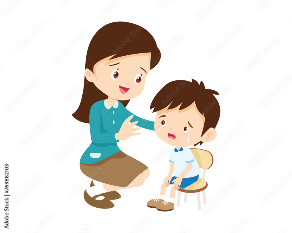 Comforting sad children with parent Comforting sad children with parent
