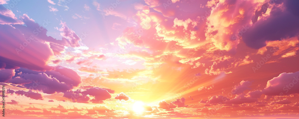 the sun sets clouds ablaze with color create a breathtaking background ideal for a banner