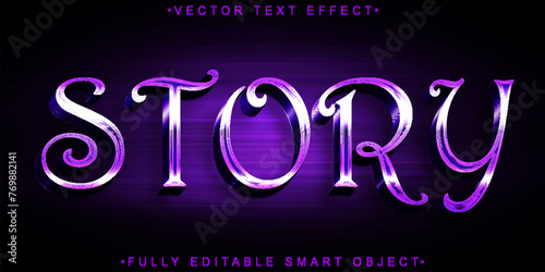 Purple Shiny Story Vector Fully Editable Smart Object Text Effect