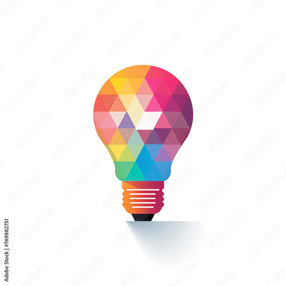 graphic design light bulb, simple geometric flat vector illustration, minimal, vibrant color on white background graphic design light bulb, simple geometric flat vector illustration, minimal, vibrant color on white background