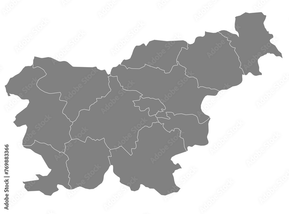 Outline of the map of Slovenia with regions