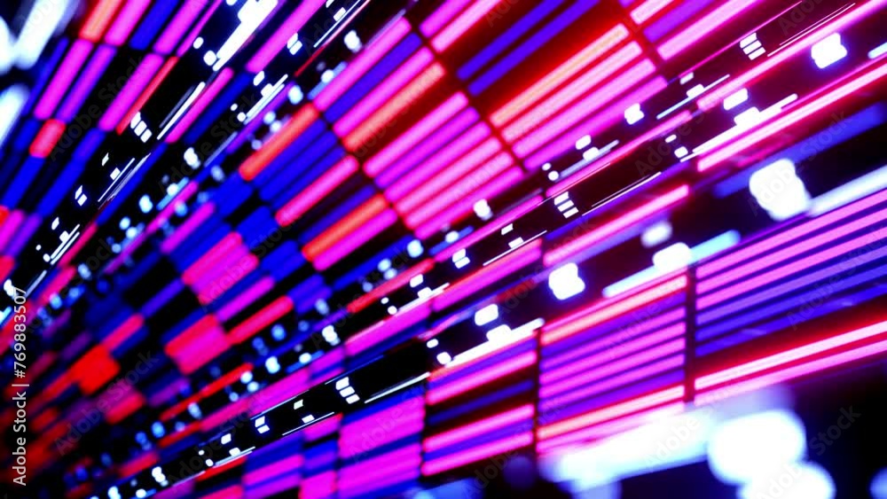 flight through hi-tech technology tunnel with camera shake. Neon light, sci-fi constructions, mysterious 3d objects. Fly through technology cyberspace. 3d almost looped 4k bg. Mirror reflection