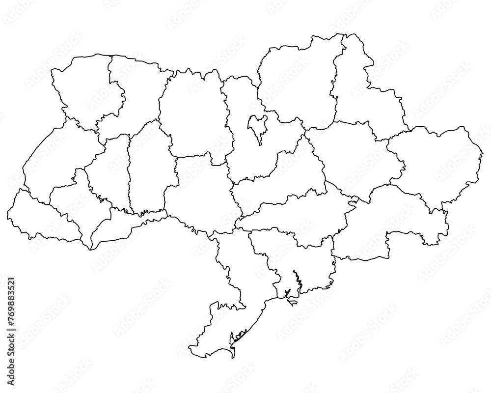 Outline of the map of Ukraine with regions
