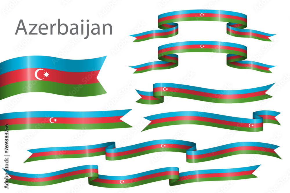 set of flag ribbon with colors of Azejbaijan for independence day celebration decoration