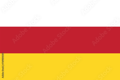 Flag of South Ossetia. Ossetian tricolor  white-red-yellow flag. State symbol of the Republic of South Ossetia.