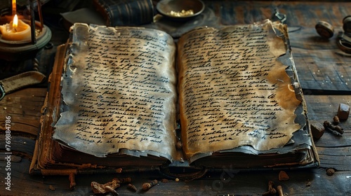 An ancient manuscript written in a language of magic