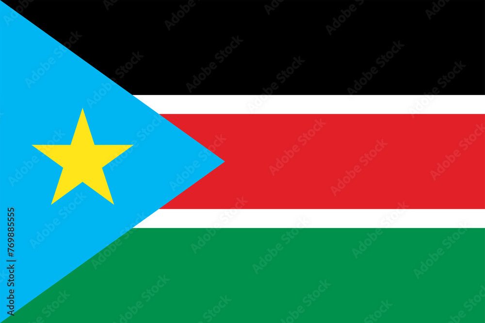 Flag of South Sudan. South Sudanese flag with star. State symbol of the Republic of South Sudan. Flag of South Sudan. South Sudanese flag with star. State symbol of the Republic of South Sudan.