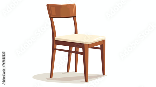 Brown wooden chair with backrest and soft beige sea