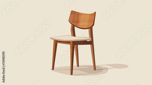 Brown wooden chair with backrest and soft beige sea