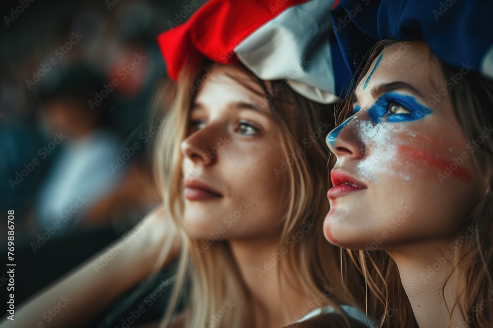 Two Women With Face Paint at Summer Olympics Two Women With Face Paint at Summer Olympics