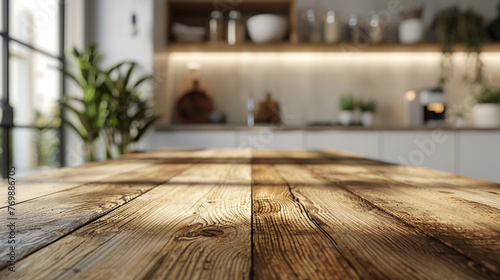 A sleek empty wooden table surface