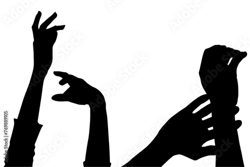 vector, ilustracion, manos, brazo, persona, plantas, señas, pose, amor, dedos, manos libres, siluetas, lenguaje, gestos