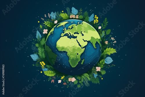 Earth Day poster  risks of climate change and global warming. Illustration for environmental awareness