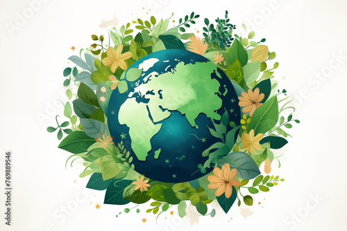 Earth Day poster, risks of climate change and global warming. Illustration for environmental awareness