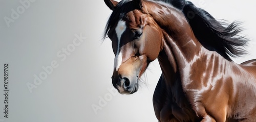  Brown horse with black mane, white background Brown and white horse with black mane, brown and white horse with black mane, white background