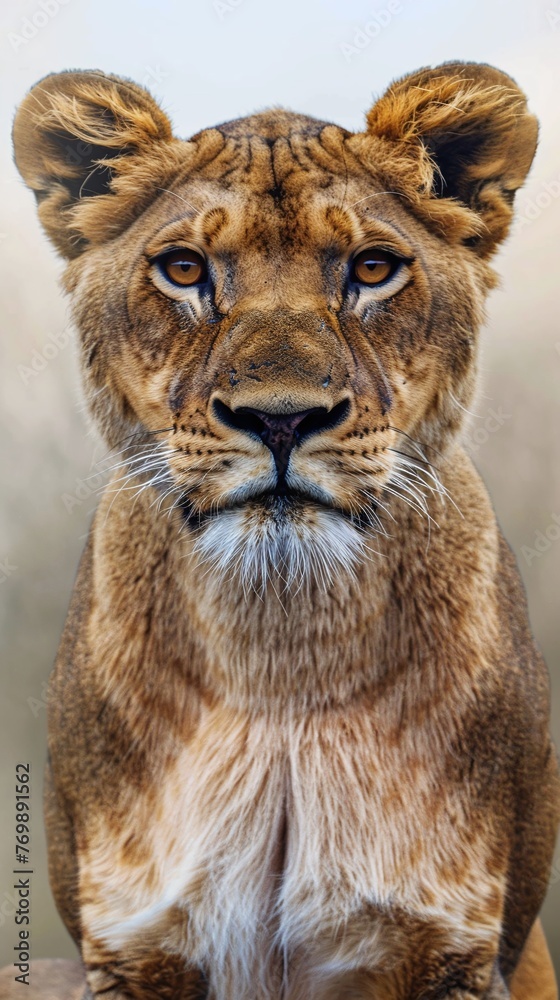 portrait of a lioness in the wild