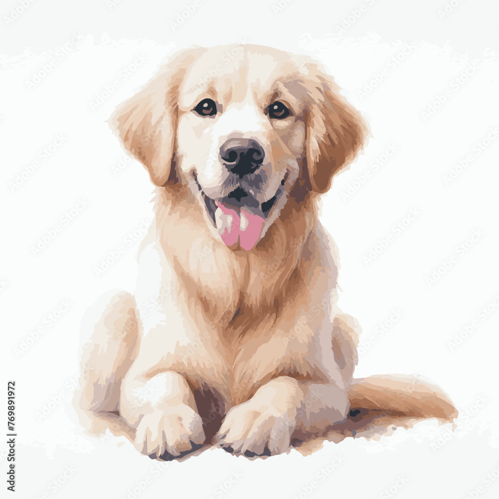 watercolor painting dog illustration on white background