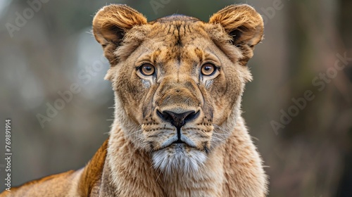 portrait of a lioness in the wild