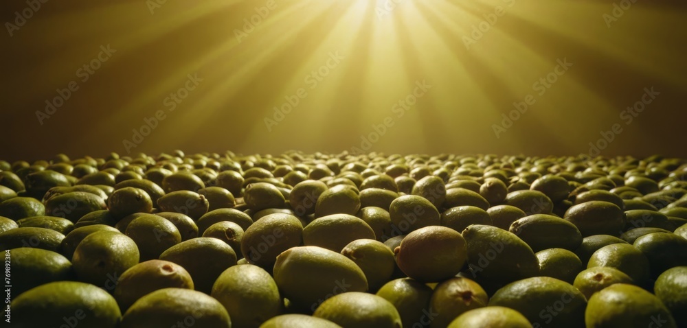 Fototapeta premium A bright light illuminates a room filled with an array of lemons and limes