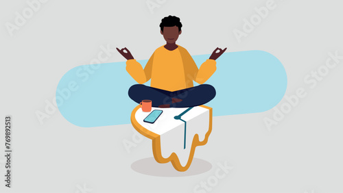 Adobe IllusVektor-Illustration einer Frau, deren Work-Life-Balance entspannt und ausgeglichen ist - Business-Konzepttrator Artwork