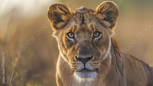 portrait of a lioness in the wild