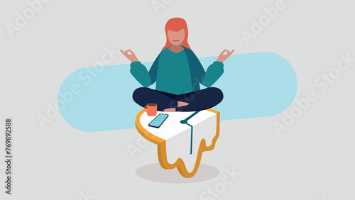 Adobe IllusVektor-Illustration einer Frau, deren Work-Life-Balance entspannt und ausgeglichen ist - Business-Konzepttrator Artwork