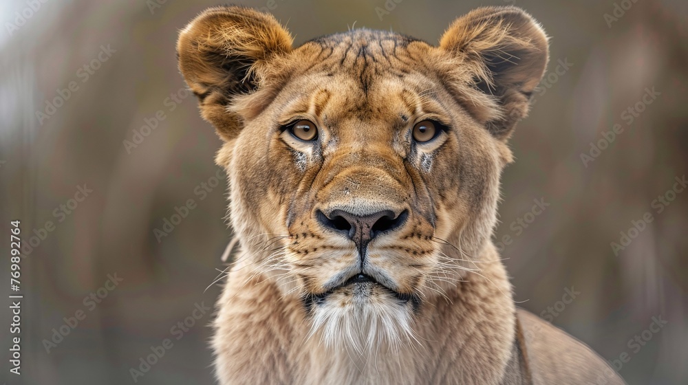 portrait of a lioness in the wild