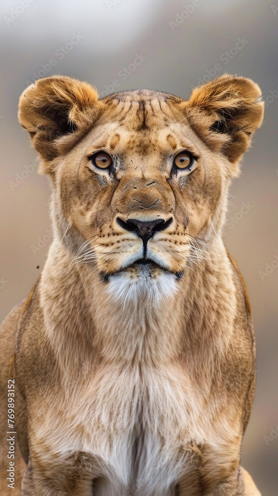 portrait of a lioness in the wild