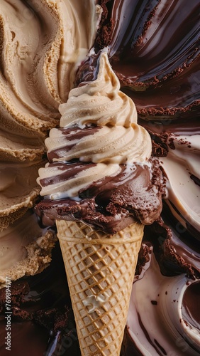 Peanut butter and chocolate ice cream cone