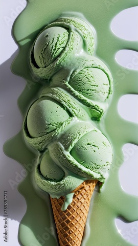 Pistachio ice cream cone