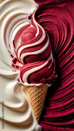 Red velvet ice cream cone