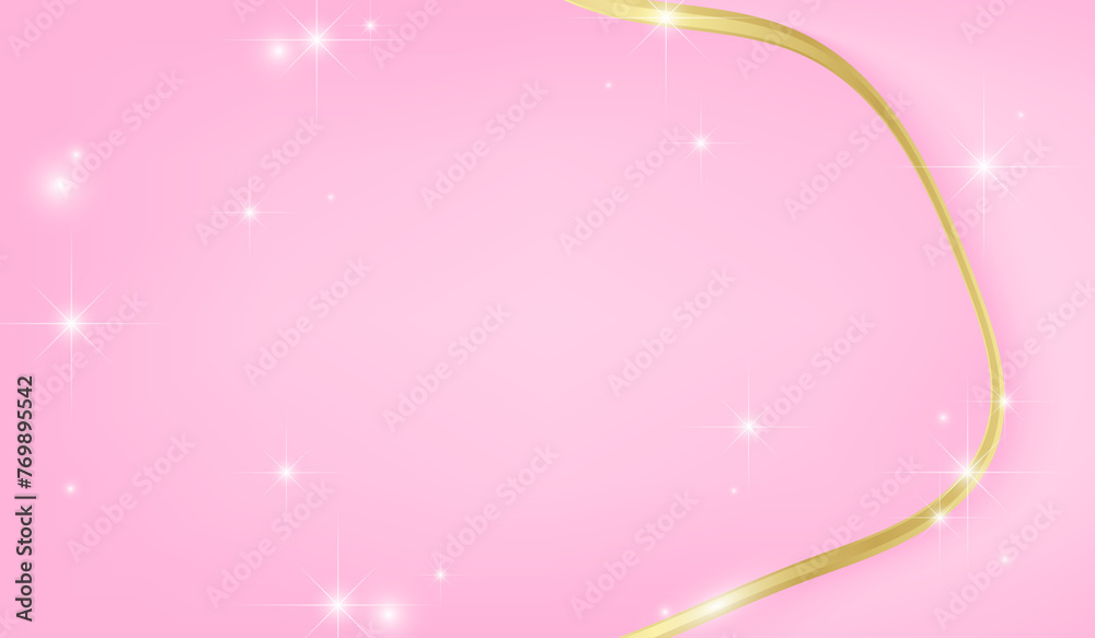 Pink abstract background, golden color, elegant style design. There are glittering stars.