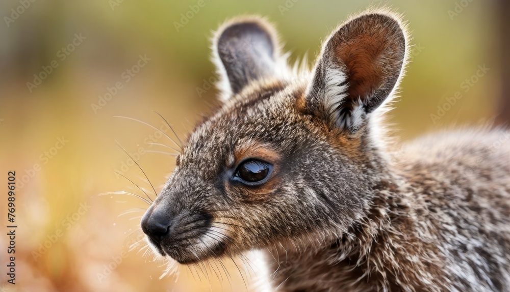 Fototapeta premium Close-up of a small animal with a blurred background and a blurred background behind it