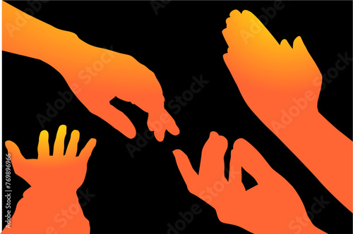 vector, ilustracion, manos, brazo, persona, plantas, señas, pose, amor, dedos, manos libres, siluetas, lenguaje, gestos